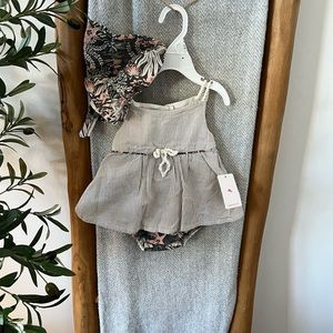 Baby girl sun outfit with hat. NWT